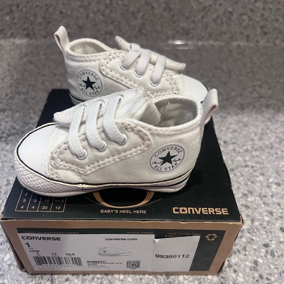 Converse Other - Converse White Baby Chuck Taylor Low Top Crib Sneakers: Size 1